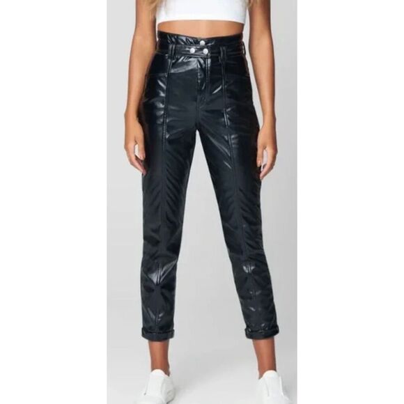 BlankNYC Other Worldly Overall Faux Leather Pants with Suspenders size 27 - Picture 9 of 12